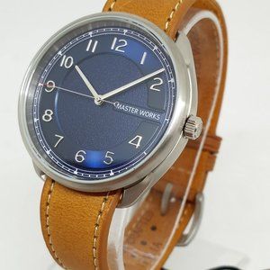 Master Works MW06S Men's 38mm  Blue Dial Leather Strap Quartz Watch NWT